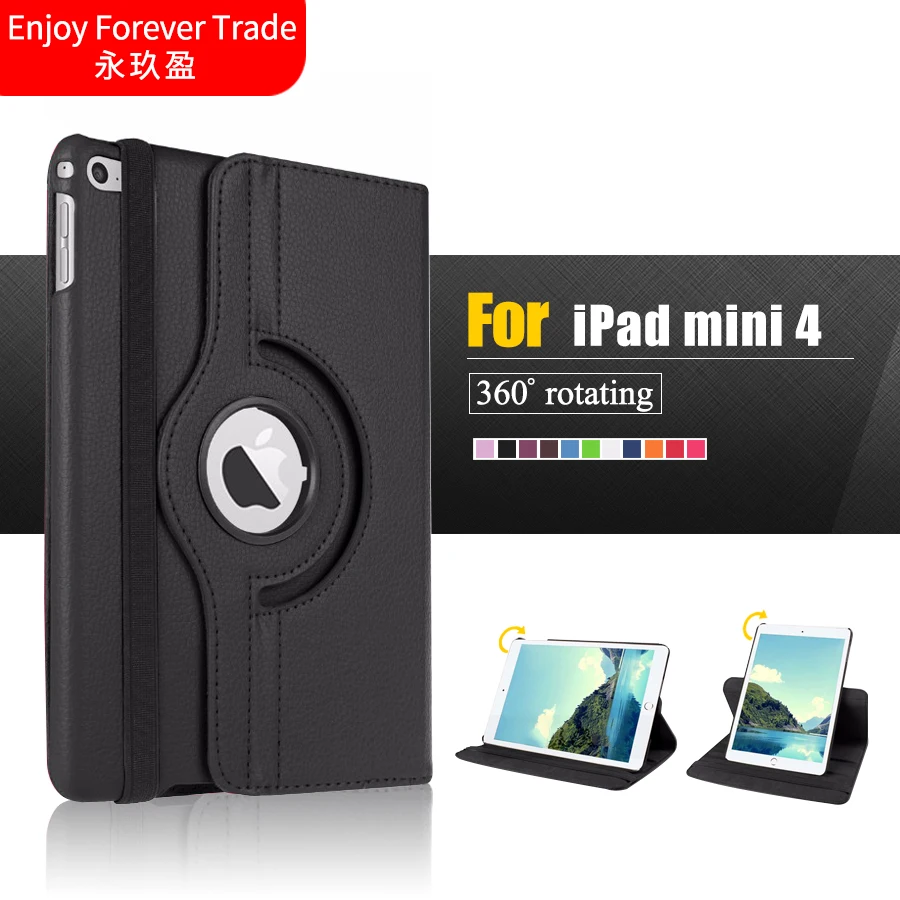 

Case For Apple iPad Mini 4 360 Rotating Smart Cover for iPad Mini4 Tablet case PU Leather Protect Case Protective Cover