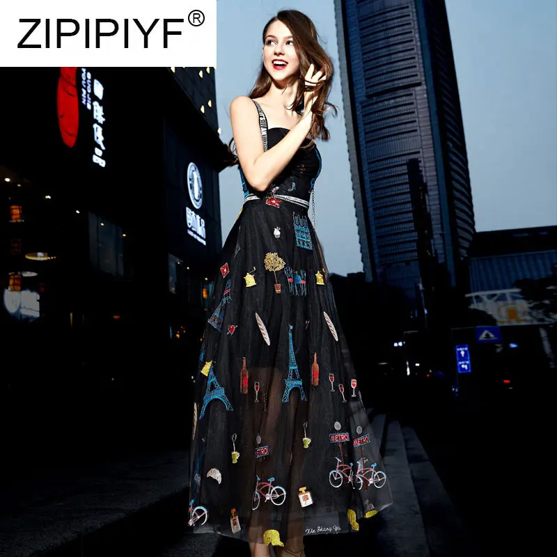 

2019 Summer Embroidery Sexy Women Eleganr Evening Party DressVestidos Q102