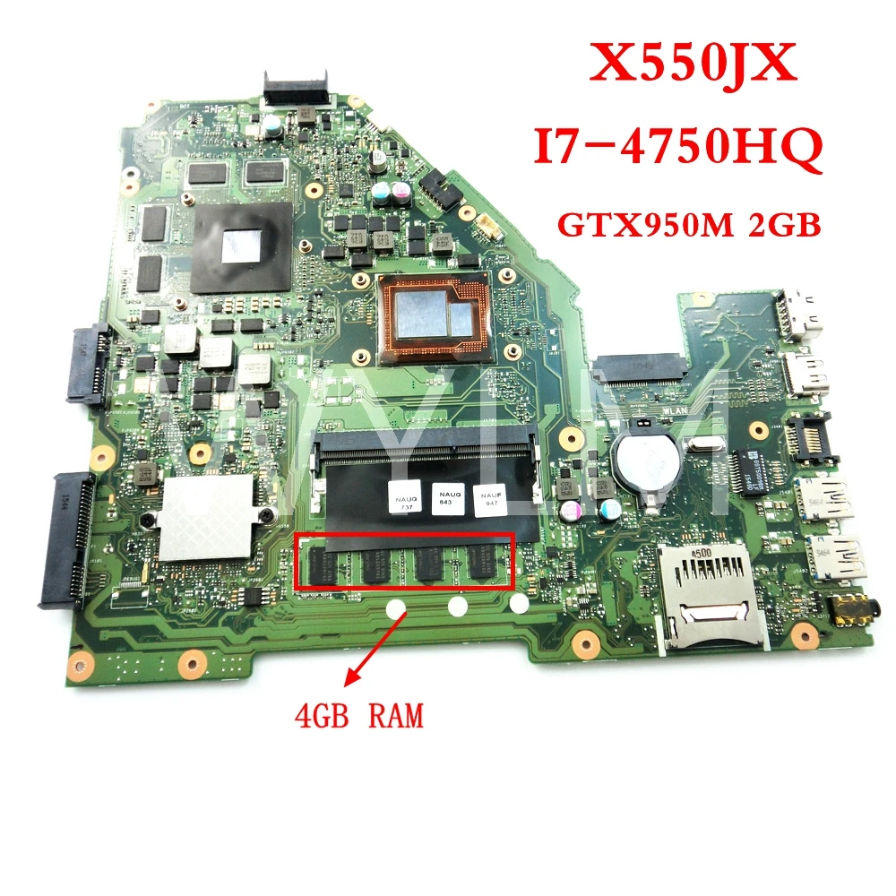  X550JX motherboard GTX950M/2GB i7-4750HQ mainboard For ASUS X550J X550JK FX50J A550J K550J W50J lap