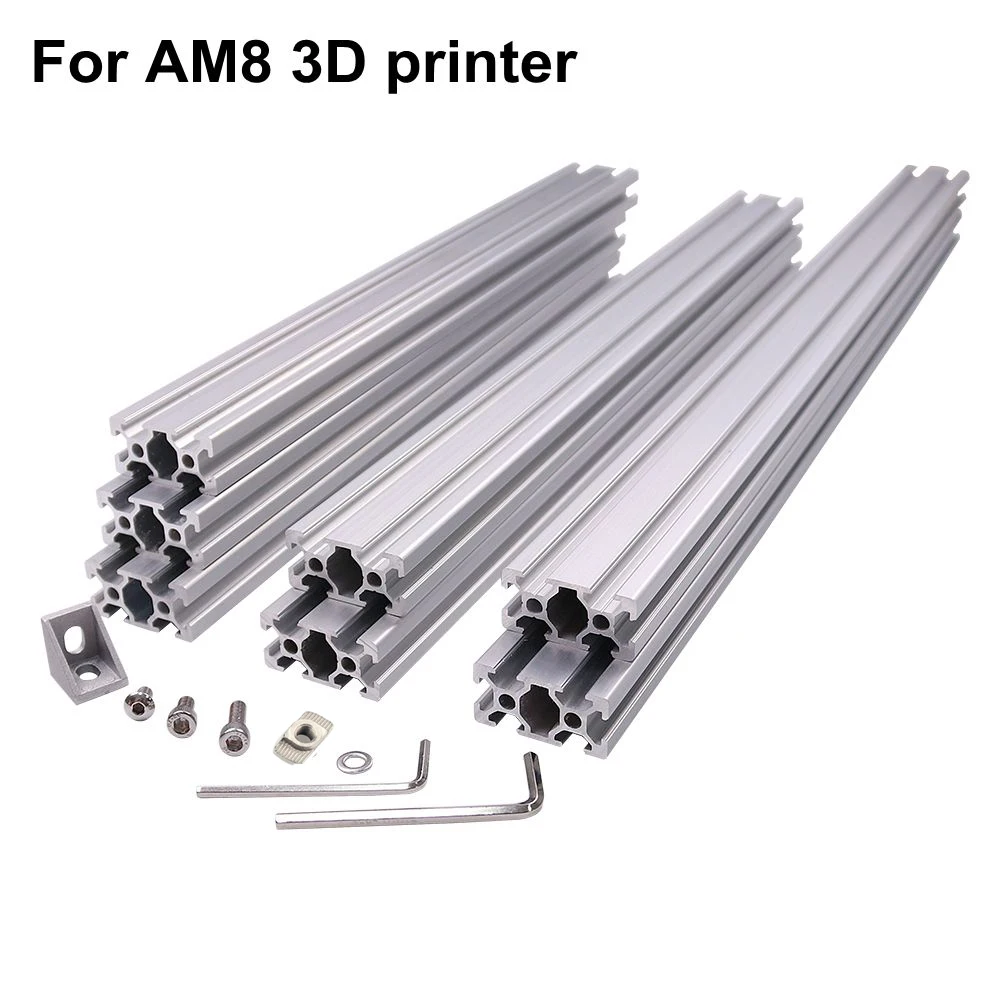 Kopen Zwart of Siliver AM8 3D Printer Aluminium Metalen Extrusie Profiel Frame met Noten Schroef Beugel Hoek voor Anet A8 14