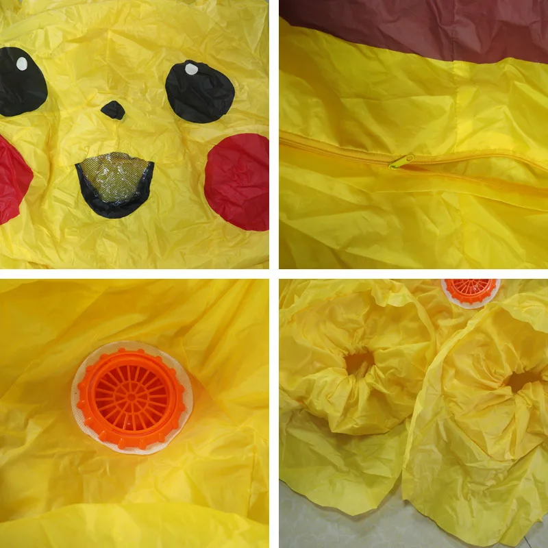Adult Child Inflatable Pikachu Costume Halloween Anime Cosplay Carnival Fantasy Pokemon Mascot Costume For Kid Men Women Costume (3)