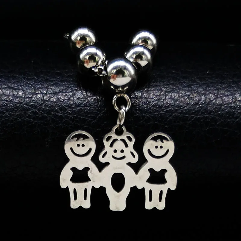 Женское серебряное ожерелье из нержавеющей стали для всей семьи подарок на день