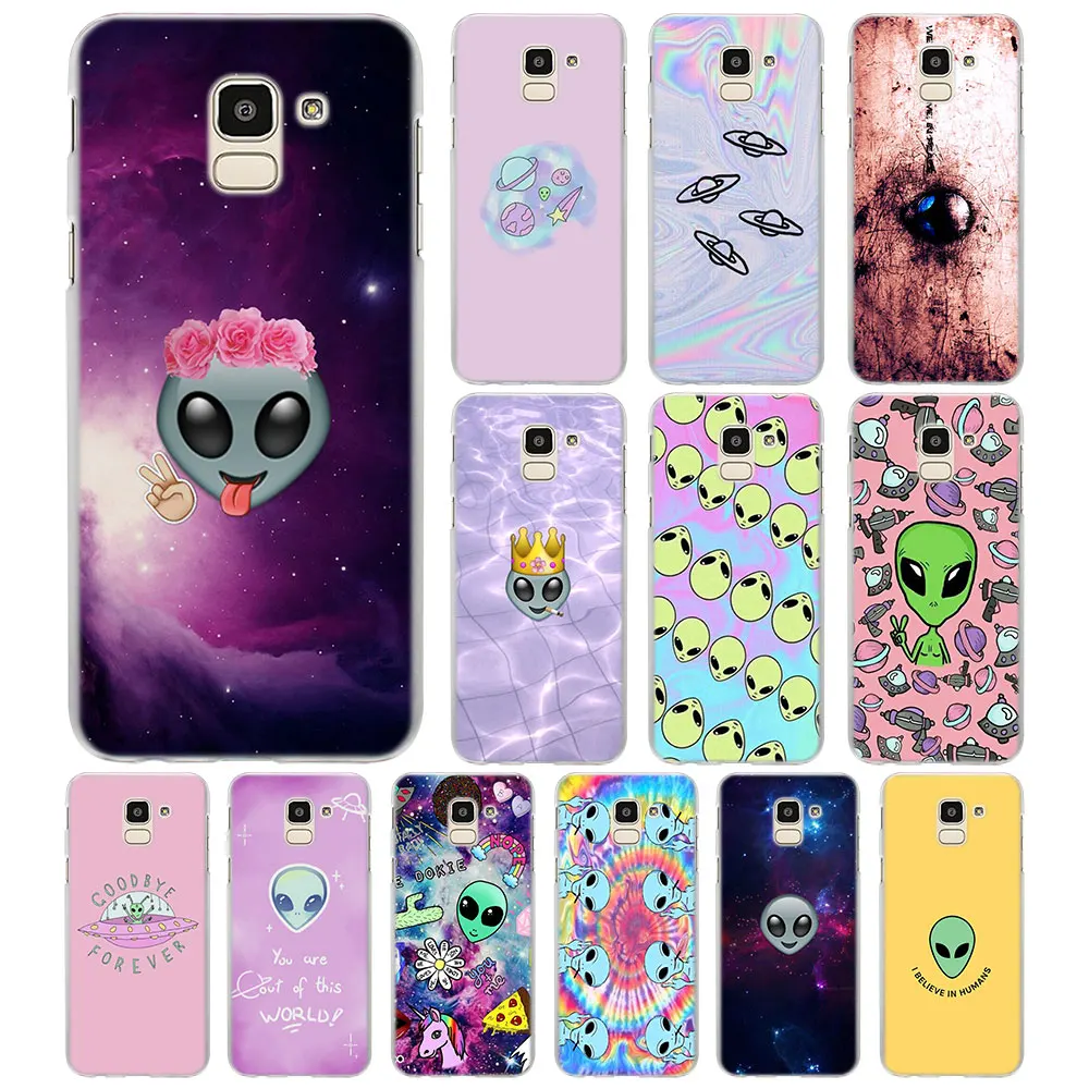 Милые трип Alien emoji я считаю телефон чехлы для samsung Galaxy J4 J6 плюс J3 J7 J8 2018 C2 Core J5 J7 премьер жесткий чехол