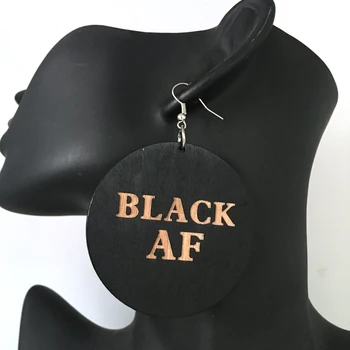 

Black AF Wooden Earrings