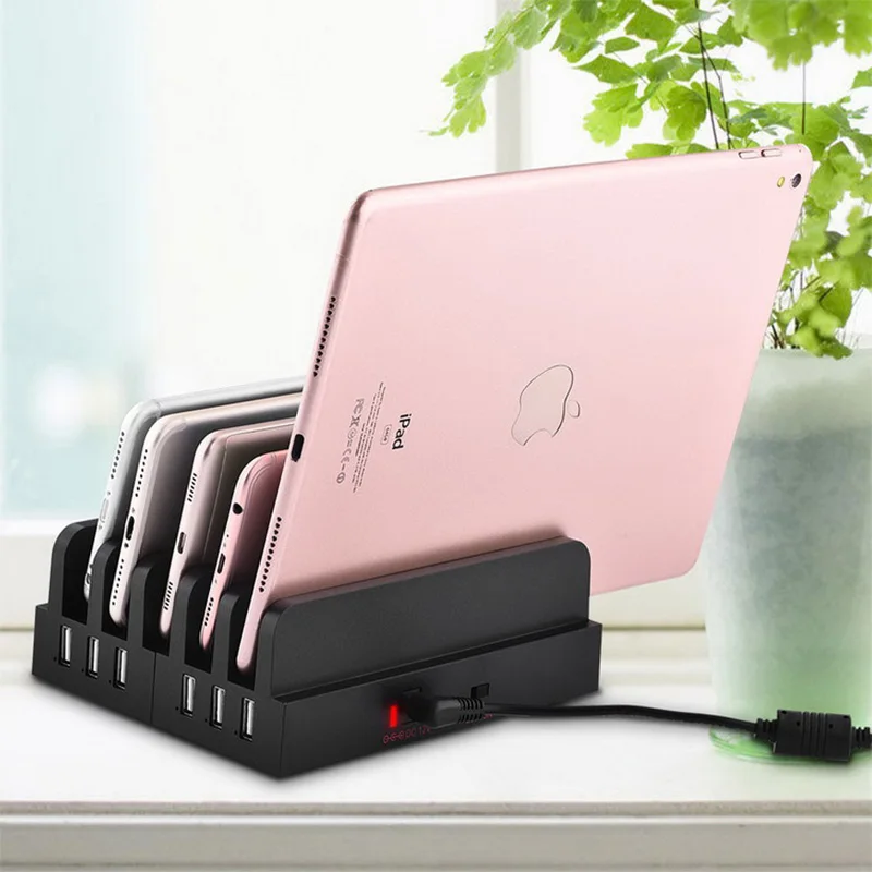 Black Sipolar usb зарядная док-станция, 6 портов, зарядная подставка 2.5A для мобильных телефонов типа C Android, планшетов, iphone hold, 5 шт., телефон - Цвет: Black