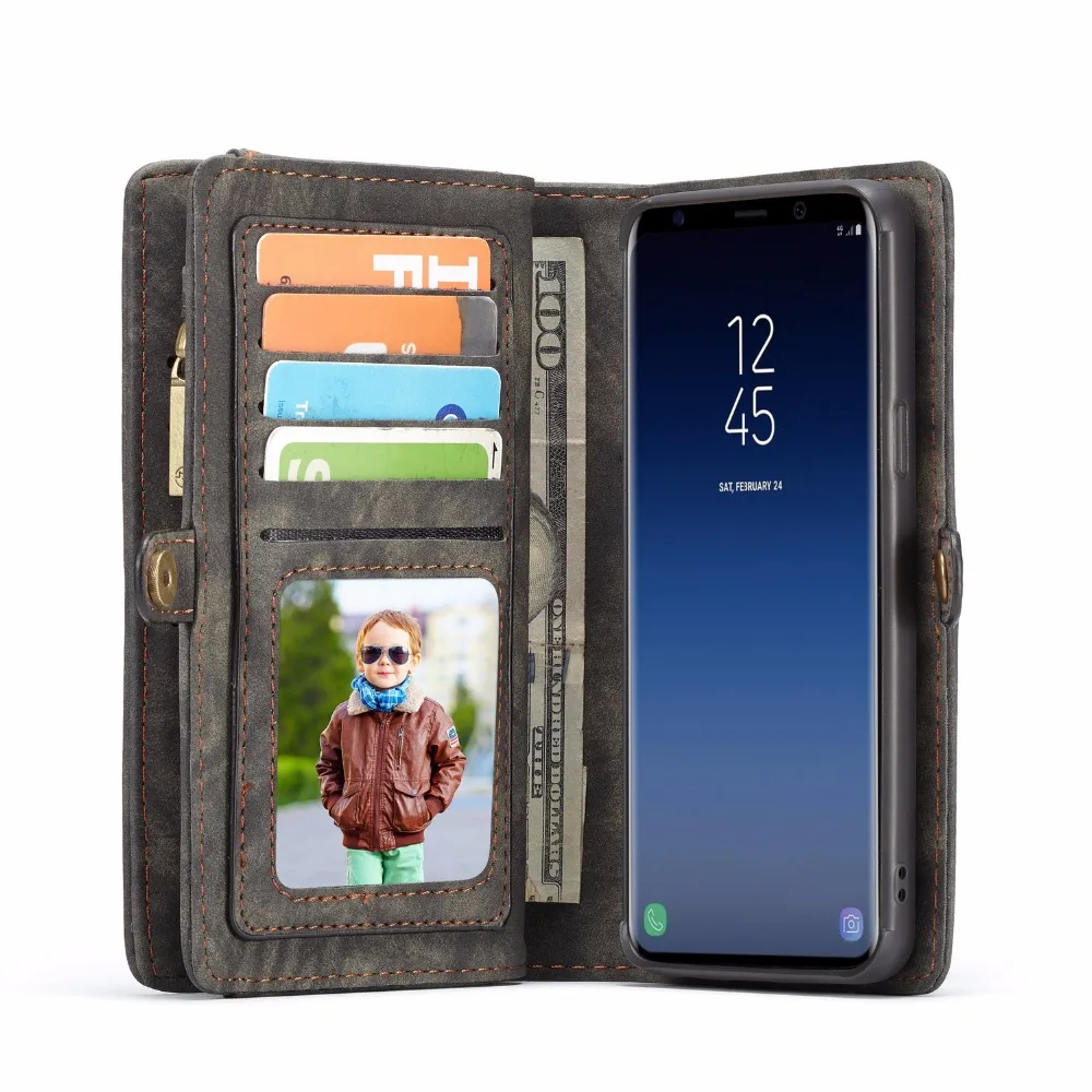 Кошелек на молнии чехол для телефона из искусственной кожи для samsung Galaxy S7 S8 S9 S10 Plus Note 8 9 S10e Магнитная задняя крышка книжка откидная крышка