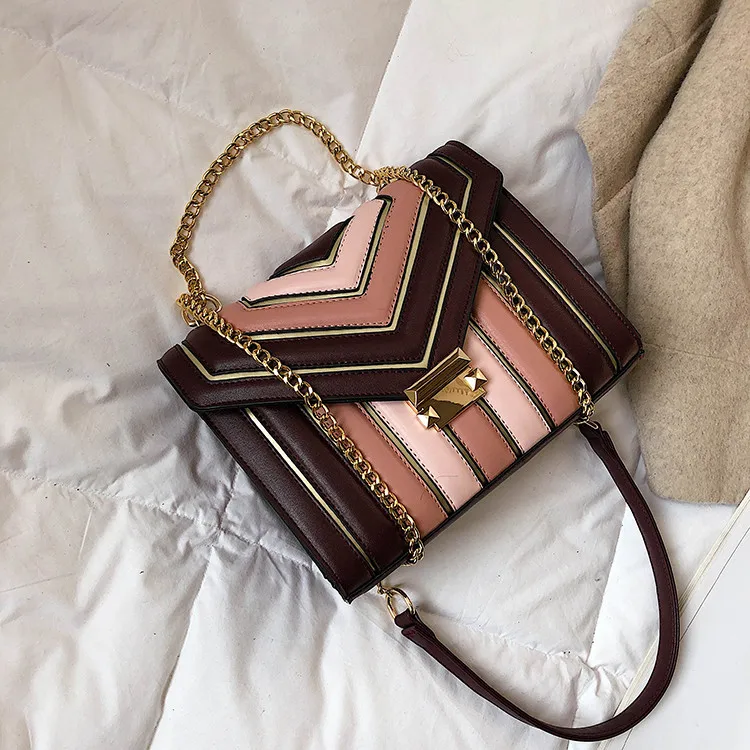 TOYOOSKY, роскошная брендовая сумка через плечо, женские сумки с панелями, дизайнерские кожаные сумки, женские сумки через плечо, женская сумка - Цвет: Pink