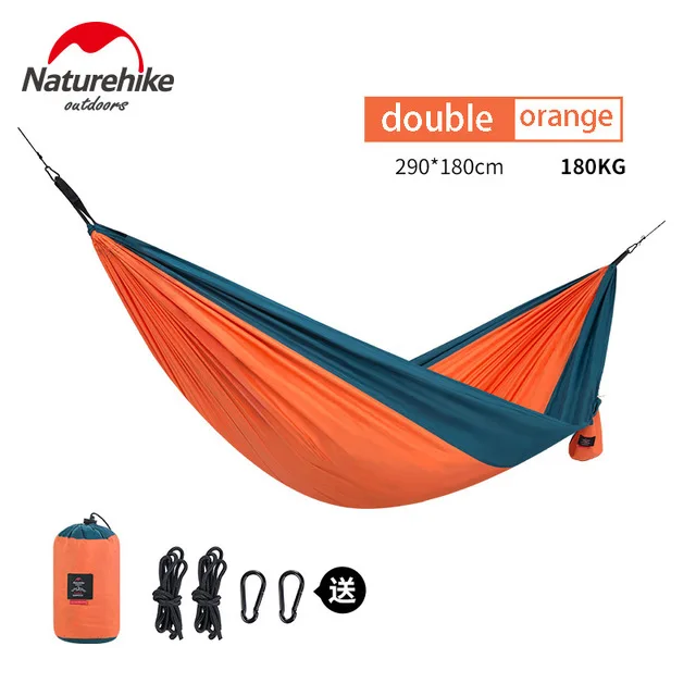 NatureHike сверхлегкий один складной гамак для кемпинга охота портативный Гамаки двойной человек 3 цвета NH17D012 - Цвет: double orange