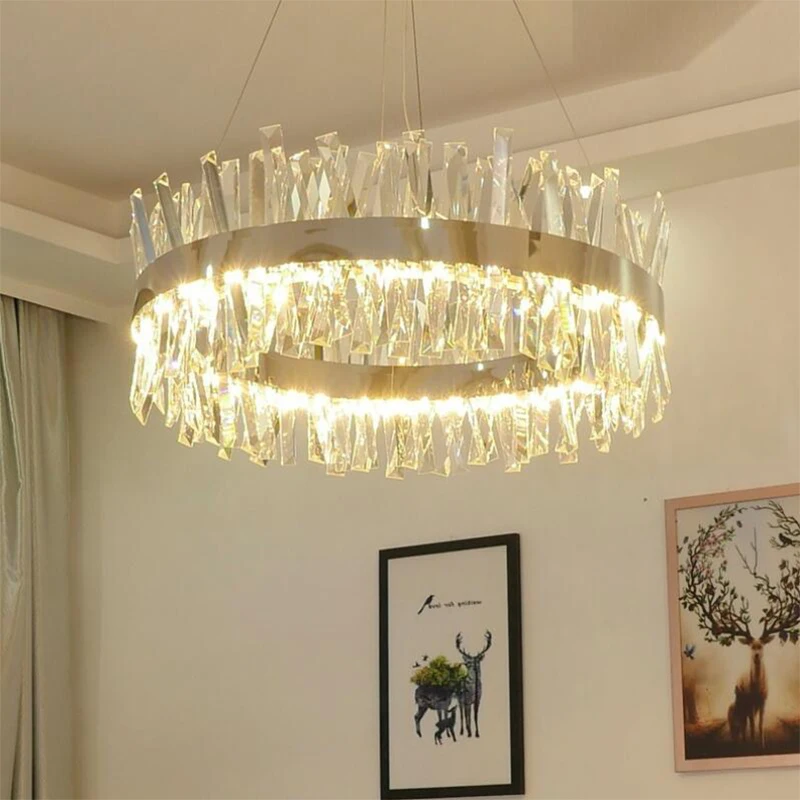 Jmmxiuz, круглый дизайн, Современная хрустальная люстра, освещение для гостиной, освещение для столовой, роскошный Хромированный Светодиодный светильник