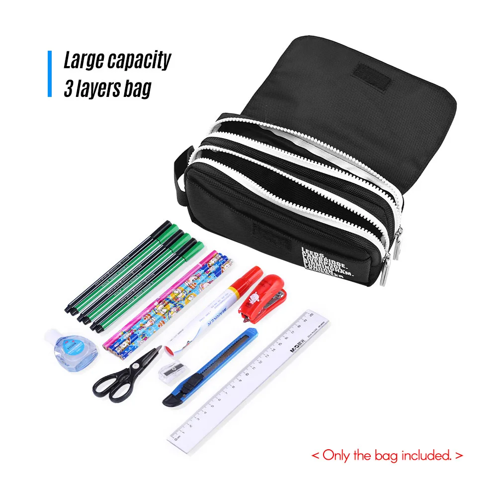 Large Capacity Pencil Cases Office School Supplies Canvas Pen Pouch Durable Stationary Organizer Bag with Double Zippers