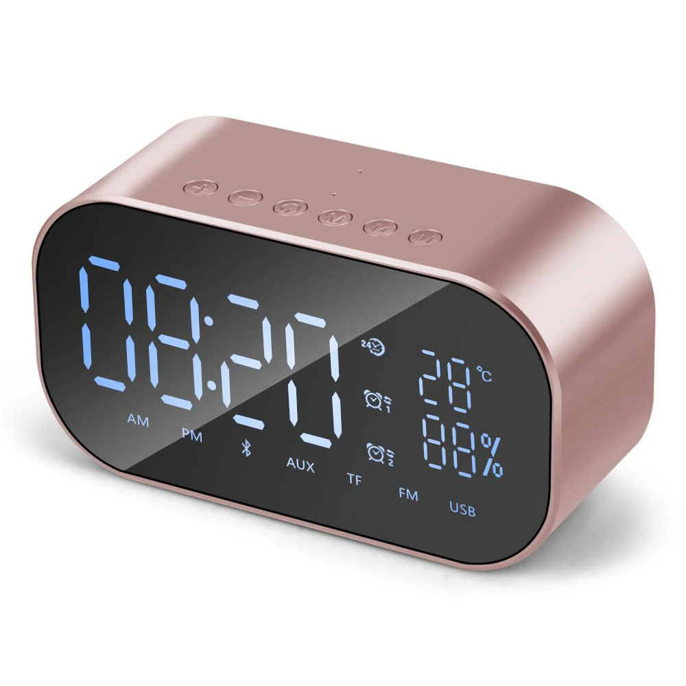 Q9 Bluetooth Speaker LED Alarm Clock With FM Radio AUX TF Portable Wireless Speaker Outdoor Music Player Mirror Surface Altavoz (15)