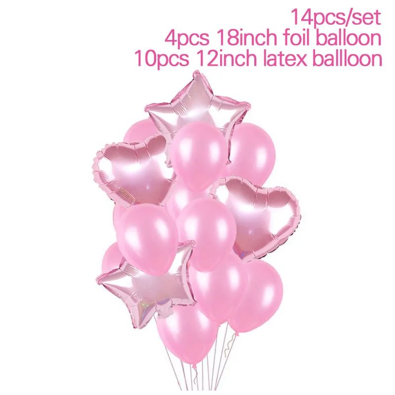 Детские воздушные шары для вечеринки в честь первого дня рождения, голубые, розовые, с днем рождения, праздничные украшения для детей, для маленьких мальчиков и девочек, 1 год, вечерние, для первого года - Цвет: pink balloon set 2