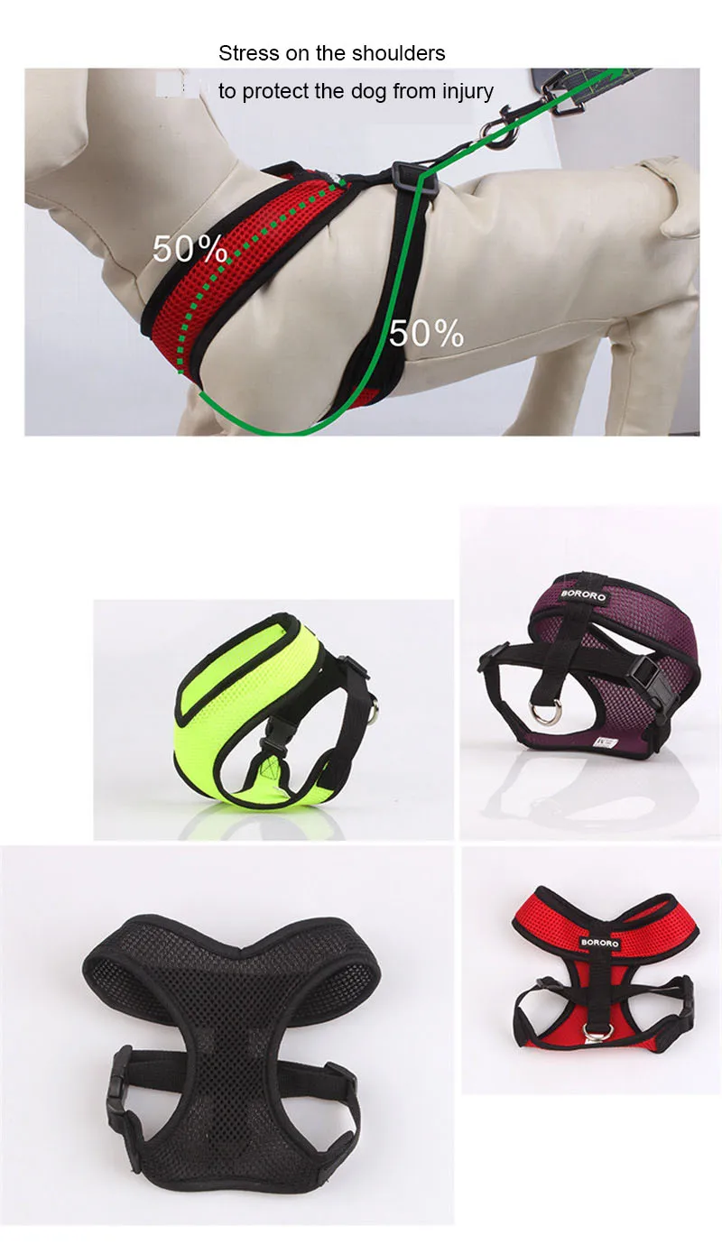 Cheap Pet Small Dog Harness Chihuahua Comfortable Soft Pet Harness Vest Mesh Breathable Black Red For Dogs (10)