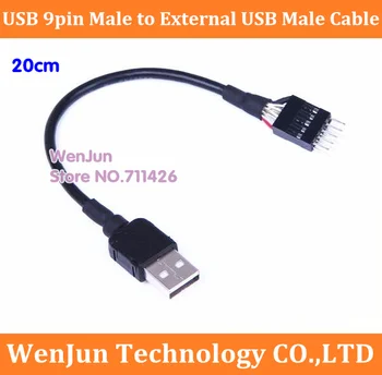 

High Quality 20cm motherboard Internal USB 9pin Male to External USB A Male data extension cable shielding PC computer DIY