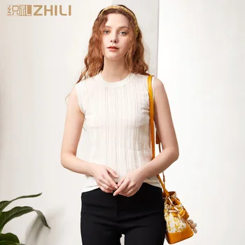 

ZHILI Women's Knit Simple Solid Sleeveless Summer Casual Vest Tops