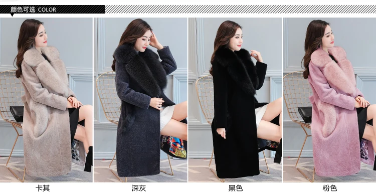 1193 Elegant Faux Fur Coat Long Women Fox Fur Collar Top Quality Luxury Wool Long Winter Coat Women Warm Office Party Coats 2018  0