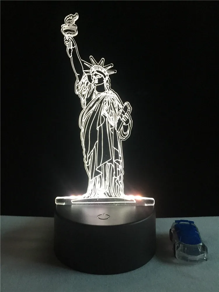 3D ee.uu. Nueva York Victoria diosa noche luz dormitorio decoración iluminación LED escritorio lámpara de mesa niño Regalo de Cumpleaños Lava lampara RC