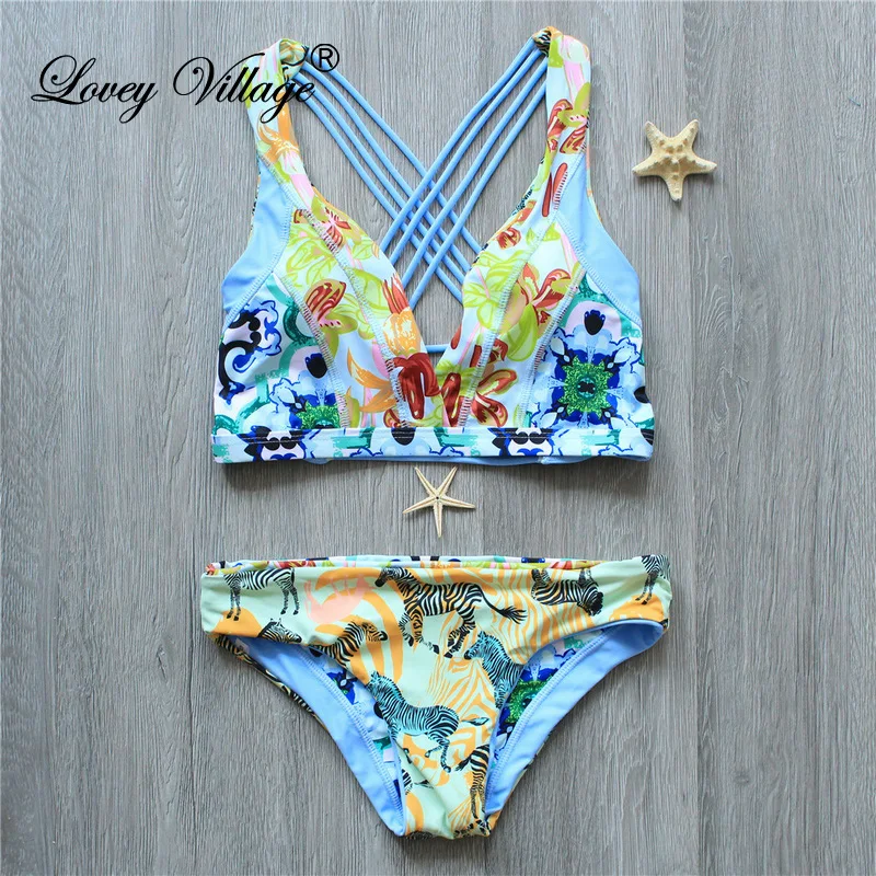

2017 Sexy Ladies Floral Halter Thong Biquini Swimsuit Swim Beach Wear Bathing Suit Swimwear Women Brazilian Push Up Bikini