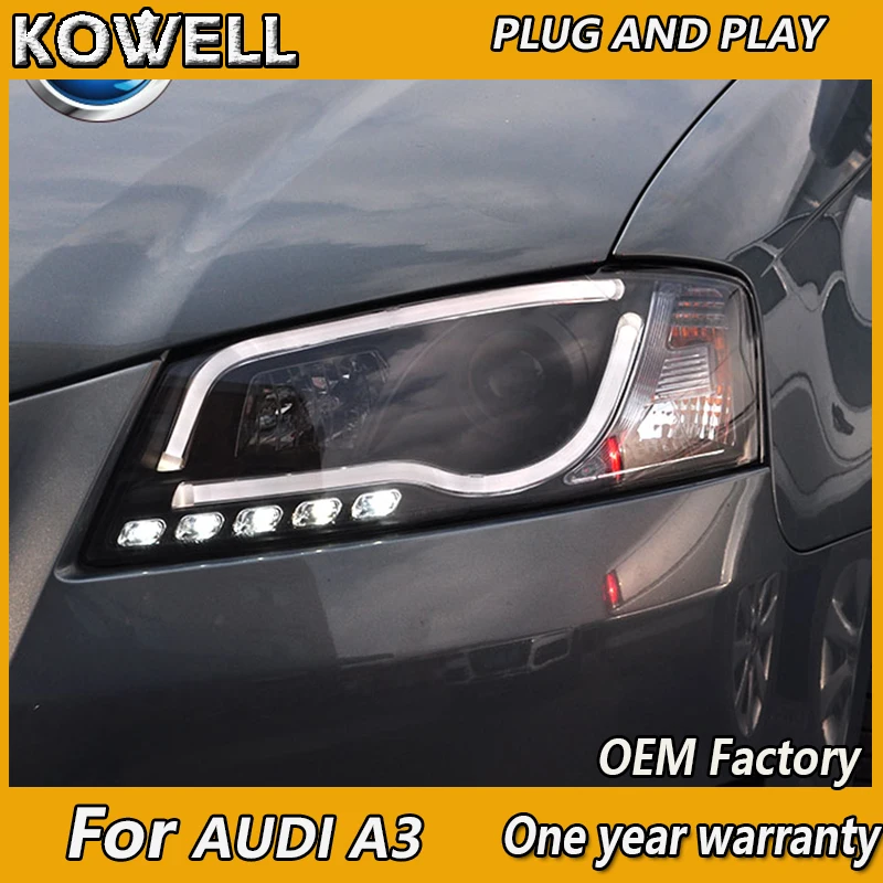 Стайлинг автомобиля KOWELL для Audi A3 светодиодный ные фары 2008 2012 биксеноновые DRL