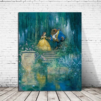 

Beauty And The Beast Minimalist Watercolor Canvas Posters Prints Wall Art Painting Decorative Picture Modern Home Decoration HD