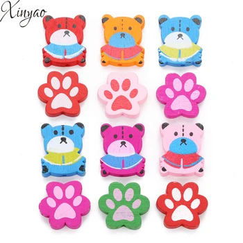 

XINYAO 40Pcs/lot Multicolor Animals Wood Beads Bear Big Hole Spacer Beads For DIY Jewelry Making Supplies Findings F7496