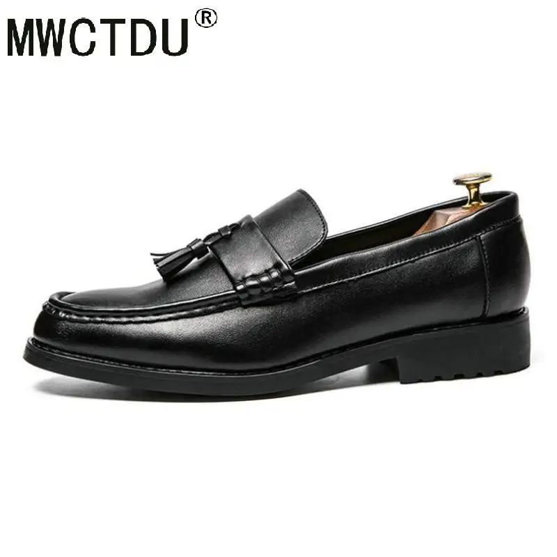 MWCTDU/Мужские модельные туфли; ручная работа; броги; стильные вечерние кожаные свадебные туфли; мужские кожаные оксфорды на плоской подошве; официальная обувь - Цвет: Черный