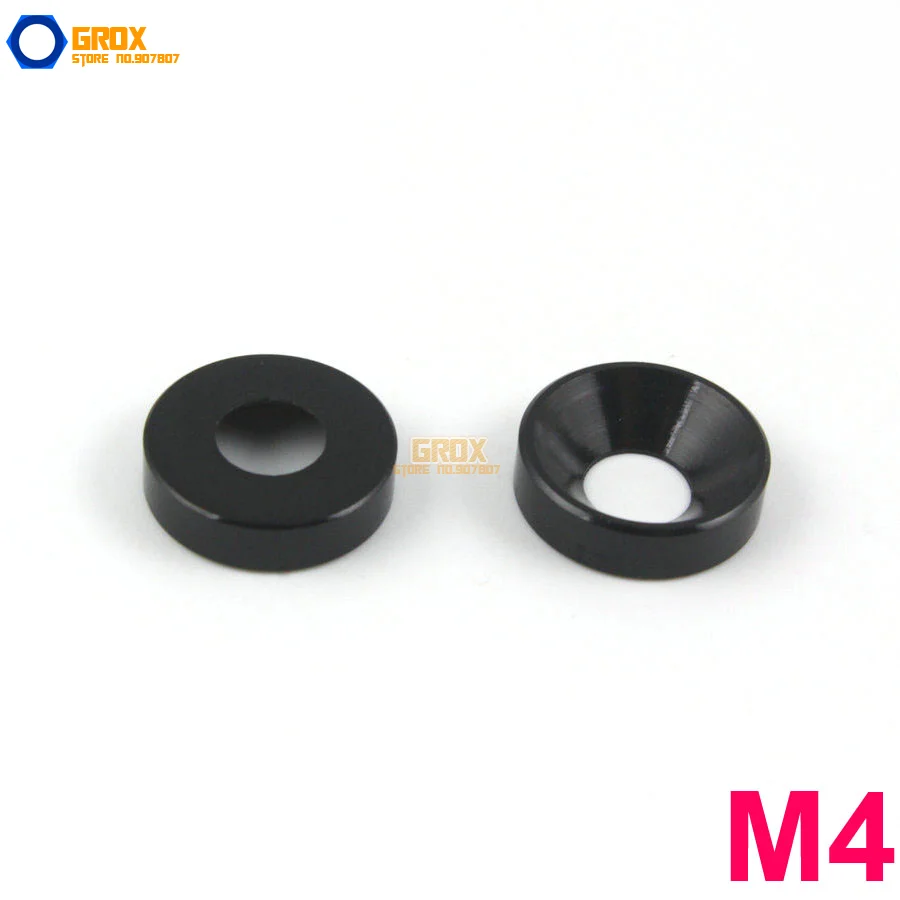 25 Pieces M4 Black Aluminum Washer Countersunk Flat Head Screw Washer