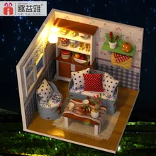 Миниатюрный DIY деревянный кукольный для дома гостиной игрушечная мебель Miniatura рисунок для кукольного домика модель здания мебель M004