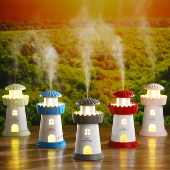 

USB Air Humidifier 150ML LED Lighthouse-Shaped Mini Essential Aroma Diffusers Air Purifier Mist Purifier atomizer for Home