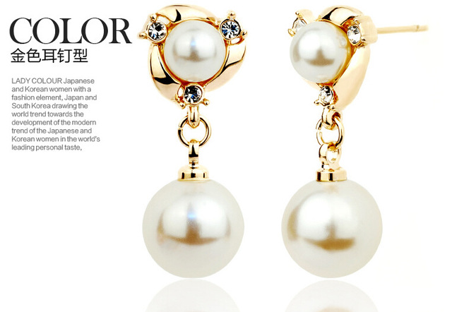 Fashion Earing for Women Simulated Pearl Small Piercing Stud Earrings Silver Color Rhinestone Wedding Gifts Cheap Jewelry