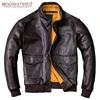 MAPLESTEED Men Leather Jacket Military Pilot Jackets Air Force Flight A2 Jacket Black Brown 100% Calf Skin Coat Autumn 4XL M154