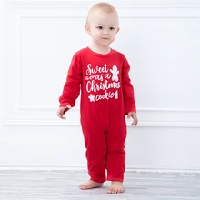 

2018 Christmas Romper Sweet As A Christmas Cookie Letter Print Baby Winter Jumpsuit Long Sleeve Onesie Baby Red Outfits
