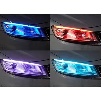 

2019 2pcs Car LED Teardrop Light Ultra-Thin Two-Color Yellow Streamer Light Guide Headlights Turn Decorative Lights