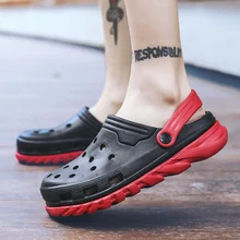 Лидер продаж черепки туфли с рисунком «крокодил» мужские черные сад Повседневное клоги eva мужской ремешок сандалии; сезон лето; шлепанцы без задника с открытыми пальцами; пляжные шлепанцы для Плавания