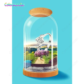 

Colorwonder Photography Background Sliver King with Flower Cart 5x7ft Wild Scenery in Glass Bottle Backdrop for Wedding Party