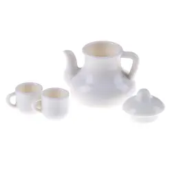 Белые кружки 1:12 миниатюрный кукольный домик чашки и горшок набор направляющая мебель игрушки пластиковые чашки для кофе аксессуары для