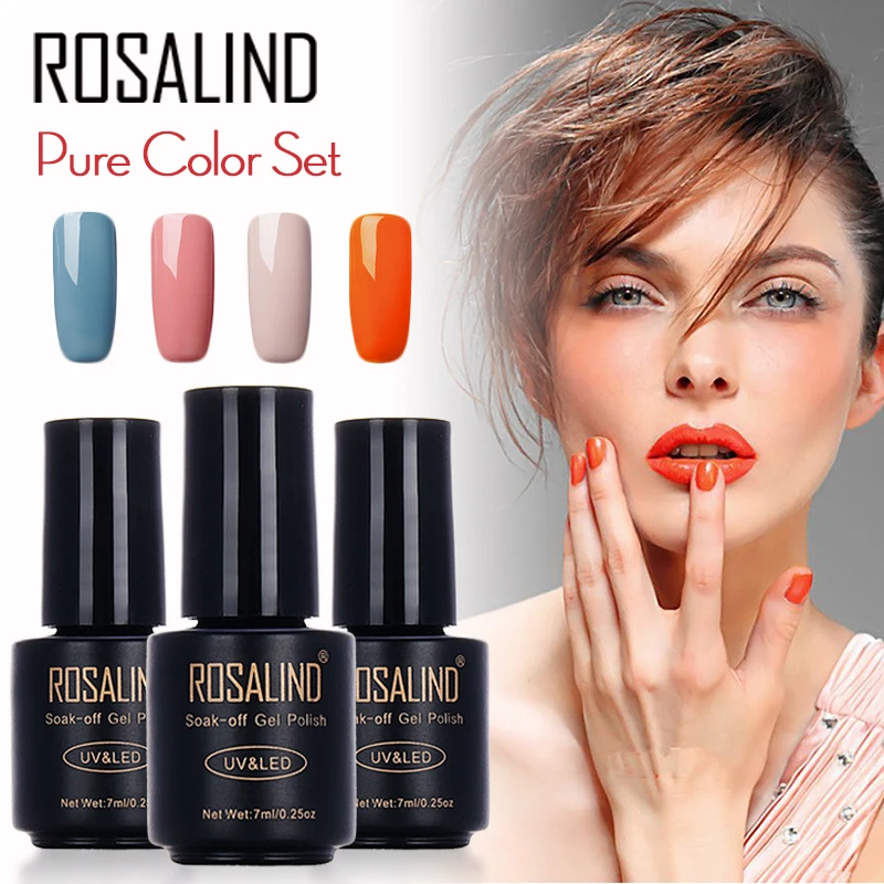 

ROSALIND 7ml Black Bottle Pure Color Set Nail Polish Lacquer UV LED Soak Off Semi Permanent Nail Art Nail UV Gel polish