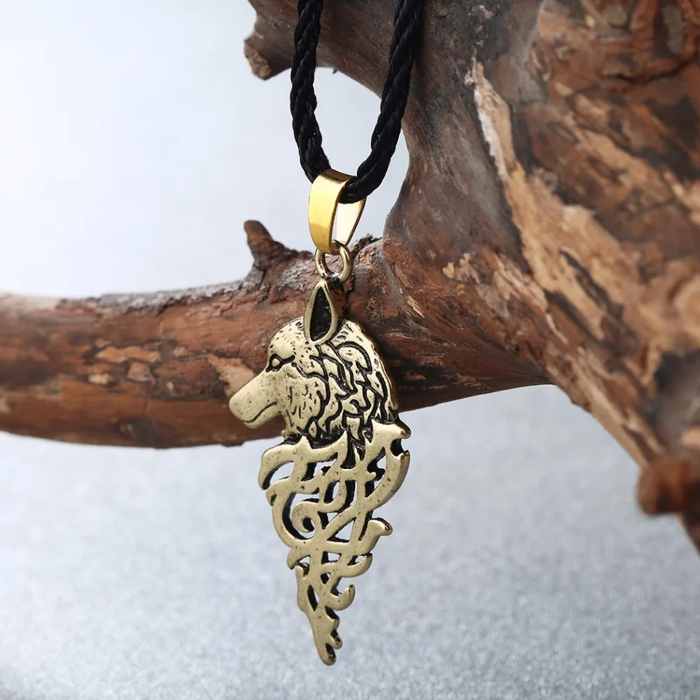 Винтажное мужское ожерелье Викинг-Волк с кельтским узлом античное серебро кулон животное ожерелья-Чокеры бренд ювелирных изделий