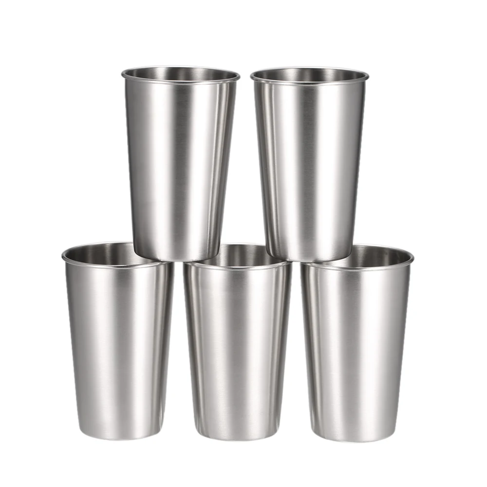 

5 PCS Stainless Steel Pint Cups Tumbler Beer Mug Travel & Cooler Mugs Party Camping Picnic Juice Cup Drop Resistance