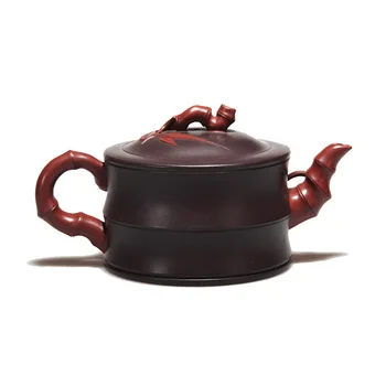 

Yixing recommended peng-cheng gu pure manual double color bamboo journey pot of purple sand teapot tea custom gift box