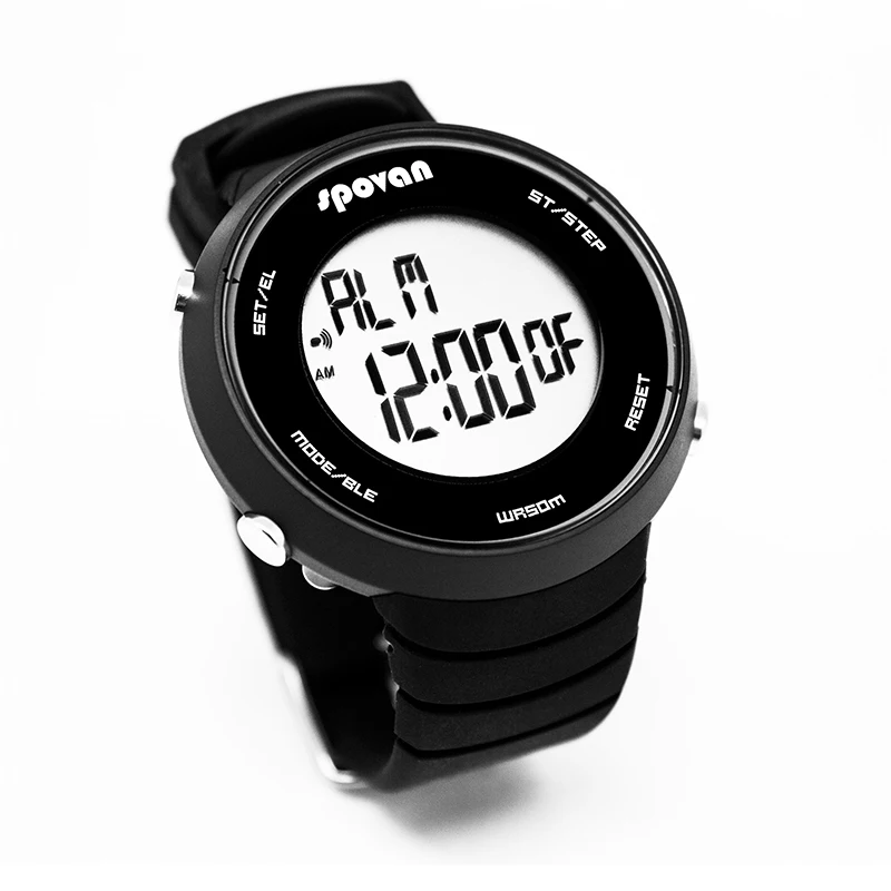 

Spovan Digital Sport Watch for Man Alarm Bluetooth Fitness Health Smart Wristwatch Back Light Waterproof 5 Bar Black Clock Gift