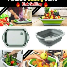 Новые складные кухонные измельчители инструмент 4 в 1 Многофункциональный сливной корзина разделочная доска дуршлаг для кухни фрукты овощи