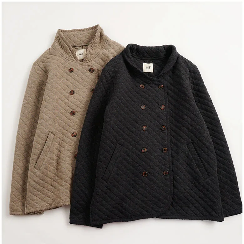 

Autumn Winter Women Loose Plus Size Double Breasted Japanese Mori Girls Lanon Padded Coats Parkas