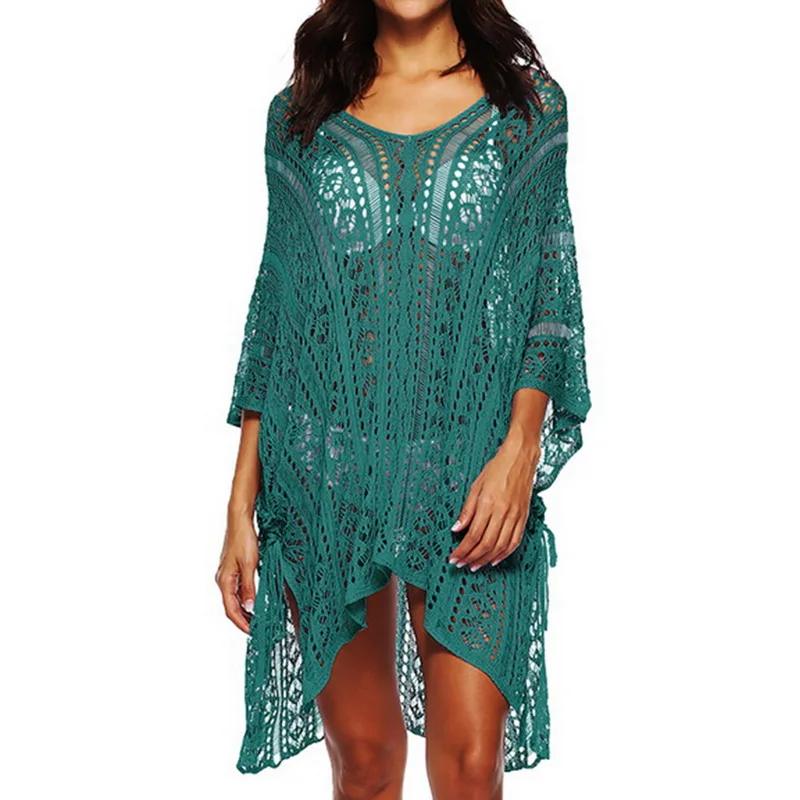 

Laamei New Sexy Beach Cover up Dress Crochet Robe de Plage Pareos for Women Swim Wear Saida de Praia Beachwear Coverups