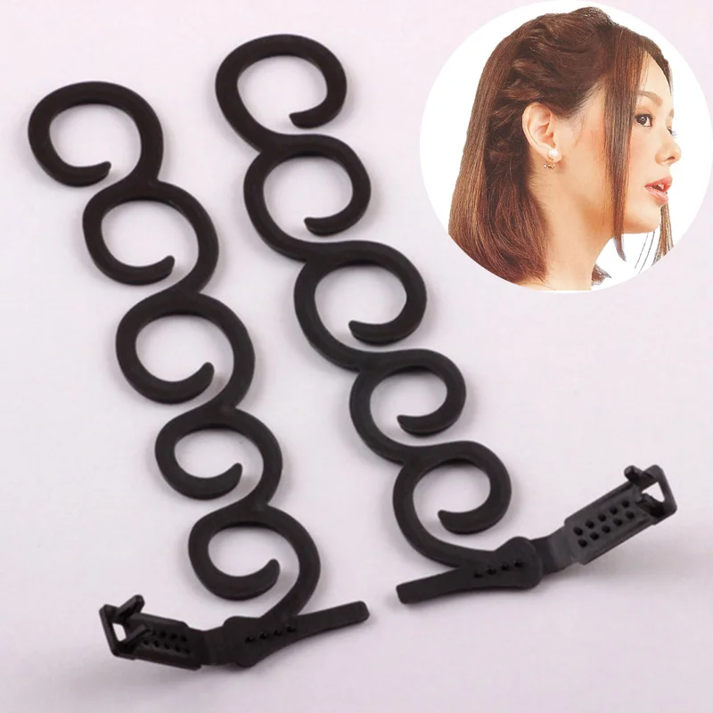 

2Pcs DIY Hairstyle Styling Accessories Hair Braider Flower Magic Hair Clip Stylist Queue Twist Plait Hair Braid