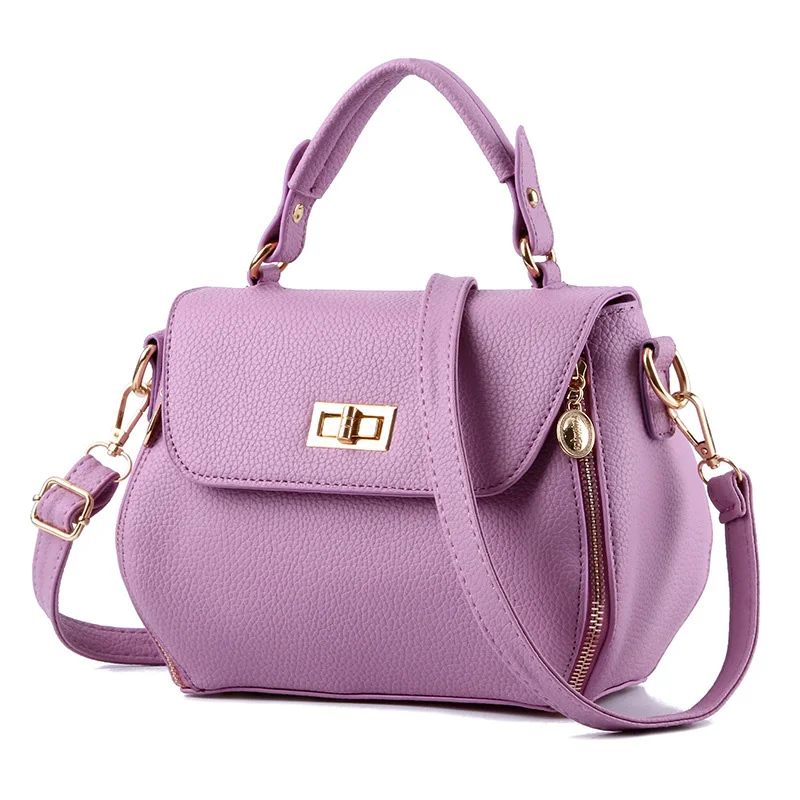 Модные женские кожаные сумки-мессенджеры, высокое качество, женская сумка, маленькая сумка с клапаном, одноцветная женская сумка на плечо, 8 цветов - Цвет: 7