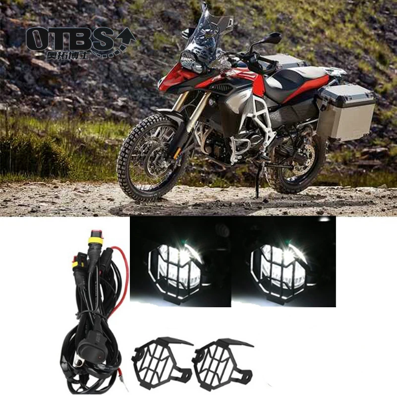 

OTBS Motorcycle LED Fog Light & Protect Guards with Wiring Harness For BMW R1200 GS /ADV Motorcycle Led Lights White 6000k
