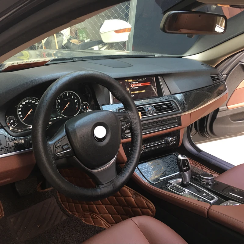 Автомобильный-Стайлинг, новинка, 3D/5D, углеродное волокно, для салона автомобиля, центральная консоль, изменение цвета, молдинг, наклейки, наклейки для BMW 5 серии F10 2011-18