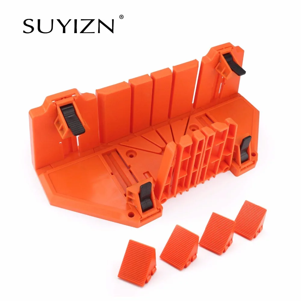 

Multifunctional Hand Miter Saw Box Cabinet 22.5/45/90 Degree Saw Guide Woodworking Orange14/12 inch ABS Plastic Mitre Box Carpen