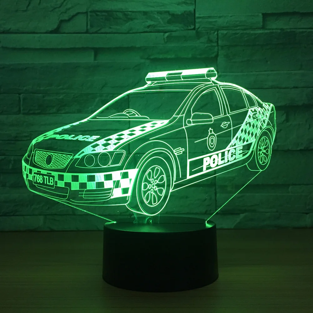 

Visual Led Home Decor Gradients 3D Police Modelling Desk Lamp For Kid Touch Button Car Night Light Baby Sleep Usb Lighting Gifts